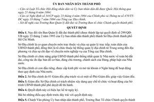 Quyết định 2526/QĐ-UB-CN đổi tên Ban Quản lý đất đai thành phố thành Sở Địa chính Hồ Chí Minh