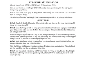 Quyết định 259/QĐ.UB năm 1994 đưa Luật giao thông dạy trong trường phổ thông