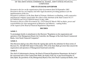 Decision No. 166/QD-NH5 1994 management board  the controller of the joint-stock commercial banks