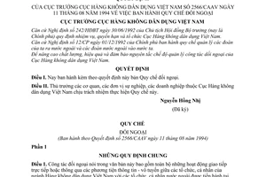 Quyết định 2566/CAAV  Quy chế Đối ngoại