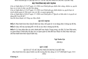 Quyết định  1127-BXD/QLN  Quy chế quản lý và sử dụng nhà ở chung tại đô thị