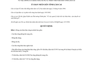 Quyết định 269/QĐ-UB đóng cửa khai thác rừng tự nhiên Lào Cai