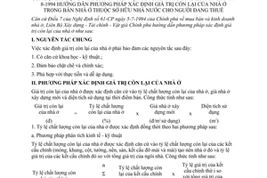 Thông tư liên bộ 13/LB-TT hướng dẫn phương pháp xác định giá trị còn lại nhà trong bán nhà sở hữu Nhà nước người đang thuê