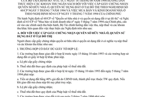 Thông tư 70-TC/TCT cấp giấy giấy chứng nhận quyền sở hữu nhà ở sử dụng đất đai ở đô thị mua bán kinh doanh nhà