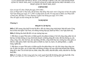 Nghị định 94-CP thuế nhà, đất để hướng dẫn thi hành Pháp lệnh về thuế nhà, đất và Pháp lệnh sửa đổi, bổ sung Pháp lệnh về thuế nhà đất