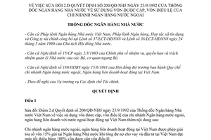 Quyết định 176/QĐ-NH5 1994 sửa đổi vốn được cấp vốn điều lệ của chi nhánh ngân hàng nước ngoài