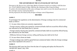 Decision No. 177/QD-NH7 1994 on the determination of foreign exchange rates for commercial banks