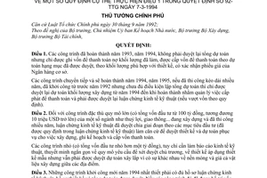 Quyết định 467-TTg một số quy định cụ thể thực hiện Điều 1 trong Quyết định số 92-TTg năm-1994