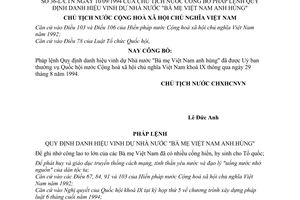 Pháp lệnh danh hiệu vinh dự Nhà nước Bà mẹ Việt Nam anh hùng 1994 36-L/CTN