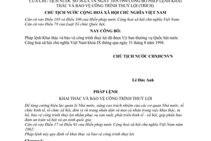 Pháp lệnh khai thác bảo vệ công trình thủy lợi 1994 36-L/CTN