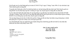 Công văn 3526/UB-TM áp dụng bảng giá đất hiện hành thu thuế trước bạ, chuyển quyền sử dụng đất