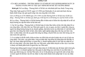 Công văn 3392/LĐTBXH-BHXH quy định hồ sơ để xét hưởng BHXH