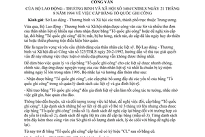 Công văn 3404/CSTBLS cấp bằng Tổ quốc ghi công