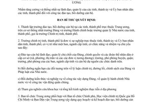 Quyết định 88-QĐ/TW 1994 thành lập Trường Chính trị cấp tỉnh thành phố trực thuộc Trung ương