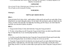 Nghị định 116-CP tổ chức và hoạt động của Trọng tài kinh tế