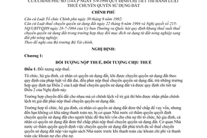 Nghị định 114-CP thi hành Luật thuế chuyển quyền sử dụng đất