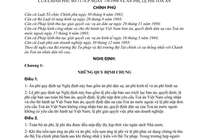 Nghị định 117-CP án phí, lệ phí Toà án