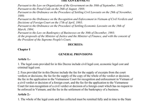 Decree no. 117-CP of September 07, 1994 on legal costs and fees promulgated by the Government