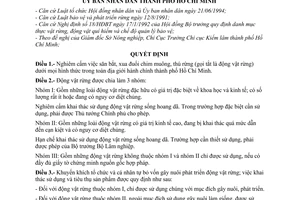 Quyết định 2955/QĐ-UB-KT  quản lý – bảo vệ động vật rừng tại thành phố Hồ Chí Minh