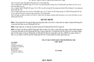 Quyết định  1961/QĐ-UB  quy định xử lý nhà ở, công trình xây dựng vi phạm hành lang bảo vệ an toàn lưới điện cao áp tại Hà Nội
