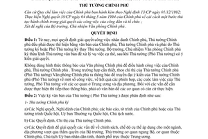 Quyết định  494/TTg  thẩm quyền ký các văn bản của Chính phủ, Thủ tướng Chính phủ