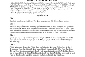 Quyết định 198-QĐ/NH1  thể lệ tín dụng ngắn hạn đối với tổ chức kinh tế
