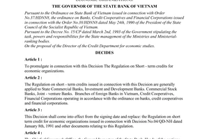 Decision No. 198/QD-NH1 of September 16, 1994, on the promulgation the regulatio