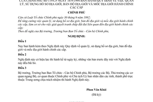 Nghị định 119-CP Quy định quản lý, sử dụng hồ sơ địa giới, bản đồ địa giới và mốc địa giới hành chính các cấp