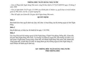Quyết định 203/QĐ-NH13 Quy chế tổ chức và hoạt động thị trường ngoại tệ liên Ngân hàng 1994