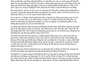 Chỉ thị 45-CT/TW công tác ở vùng dân tộc Mông