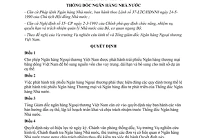 Quyết định 214/QĐ-NH1 cho phép Ngân hàng Ngoại thương Việt Nam phát hành trái phiếu Ngân hàng