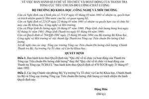 Quyết định 1068/QĐ-TĐC  Quy chế về tổ chức và hoạt động của Thanh tra Tổng cục tiêu chuẩn đo lường chất lượng