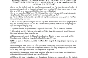 Thông tư 74/TT hướng dẫn nhập lịch xuất bản tại nước ngoài vào Việt Nam làm quà biếu tặng