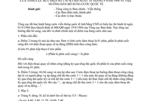 Công văn  1781/KT-KH hướng dẫn bổ sung cước quốc tế