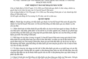 Quyết định 114-UB/TCCB-ĐT  thành lập văn phòng xét thầu Quốc gia thuộc Uỷ ban Kế hoạch Nhà nước