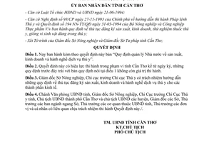 Quyết định 2605/QĐ-CTUBT-94 Quản lý Nhà nước sản xuất kinh doanh Dịch vụ thú y