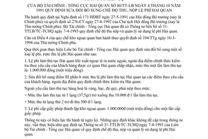 Thông tư liên bộ 80/TT-LB sửa đổi chế độ thu, nộp lệ phí hải quan