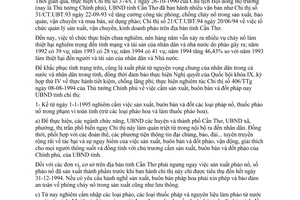 Chỉ thị 30/CT-UBT-94 cấm sản xuất, buôn bán và đốt pháo Cần Thơ