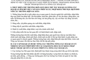 Thông tư 190/TCHQ-GSQL quy định cấp quản lý giấy phép xuất nhập khẩu hàng hóa thuộc thẩm quyền Tổng cục Hải quan