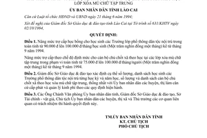 Quyết định 411/QĐ.UB năm 1994 chế độ học bổng học sinh dân tộc nội trú Lào Cai