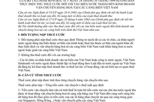 Thông tư 85-BTC/TCT thu thuế cước tàu biển nước ngoài đến kinh doanh vận chuyển hàng hoá tại cảng biển Việt Nam