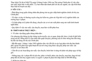 Chỉ thị 44/CT-UB-KT năm 1994 thực hiện cấm sản xuất buôn bán và đốt pháo