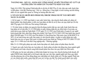 Thông tư liên bộ 12/TT-LB cấm sản xuất buôn bán đốt pháo hướng dẫn Chỉ thị 406/TTg