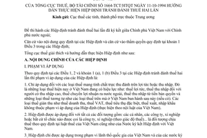 Công văn 1664-TCT/HTQT hướng dẫn thực hiện hiệp định tránh đánh thuế hai lần