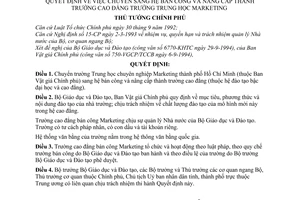 Quyết định  641-TTg  chuyển sang hệ bán công và nâng cấp thành trường cao đẳng Trường Trung học Marketing
