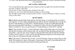 Quyết định  669-TTg  xác định đường ranh giới hành chính giữa hai tỉnh Kiên Giang An Giang