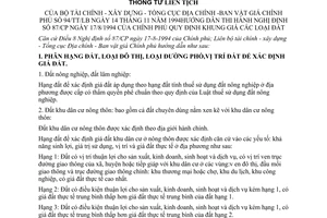 Thông tư liên tịch 94/TT/LB Quy định khung giá đất hướng dẫn Nghị định 87/CP
