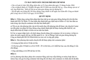 Quyết định 4070/QĐ-UB-QLĐT  bảo đảm an toàn giao thông trong vận chuyển container trên đường bộ