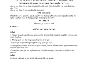 Pháp lệnh Bảo hộ Quyền Tác giả 1994 38-L/CTN