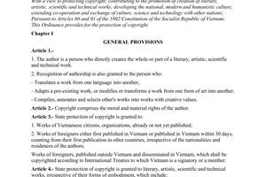Ordinance No. 38-L/CTN1 of December 02, 1994, on protection of copyright.